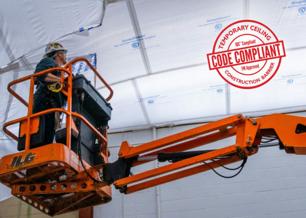 TuffWrap SmartSeam Suspended Cover - 100% Code Compliant Temporary Ceiling Construction Barrier 